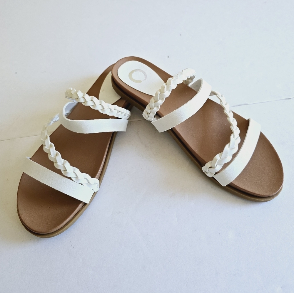 Journee Collection Collette Women's White Tan Sandals Size 9 - Picture 1 of 15